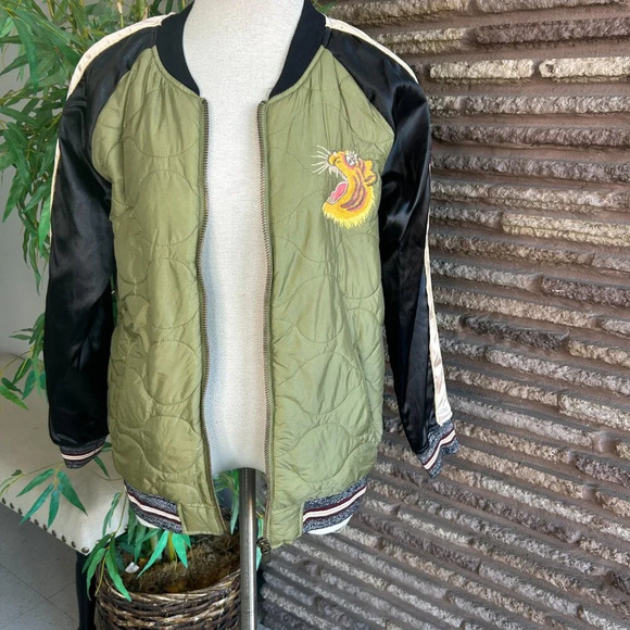 Maison Scotch Quilted Embroidered Army Bomber Jacket Size 2 = Medium - Picture 3 of 14